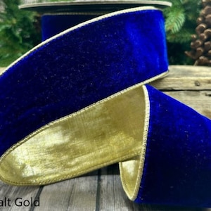 Farrisilk Royal Cobalt Luxury Blue Velvet Christmas Ribbon Wired - Fabulous  Fairytales