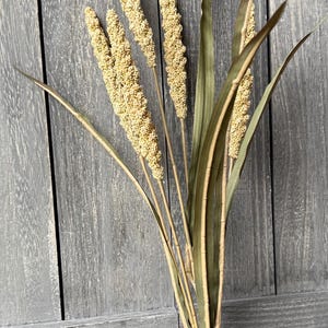 19&quot; Millet Bush, Faux Millet Bush, Fall Filler Bush, Beige Grass Bush, Faux Greenery, Cream Filler Spray, Heather Filler Bush, Photo Prop