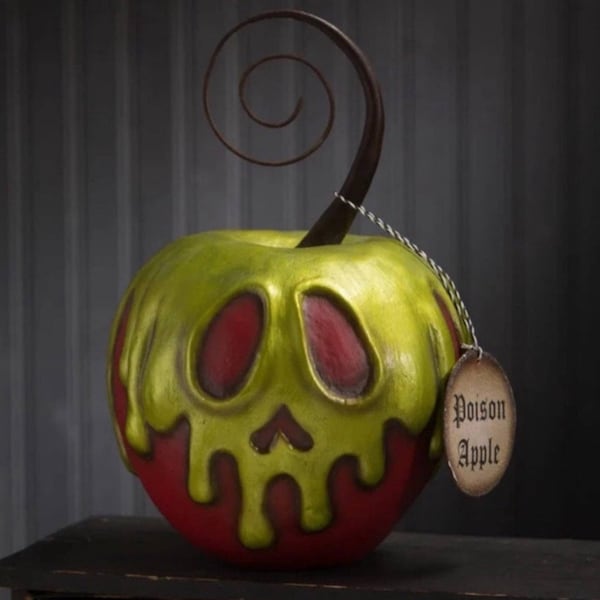 Bethany Lowe, Large Red Apple With Green Poison Ornament,  Candy Apple, Poison Apple, Large Red Apple, Green Poison Apple, Dripping Apple