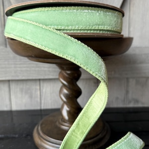 Mint Green Lush Velvet d Stevens Wired Ribbon - 1 Inch, 10 Yards