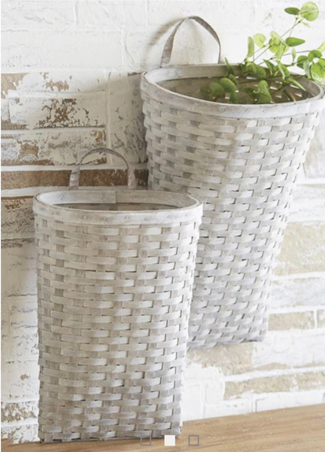 White Wall Basket, Wood Wall Basket, Wall Planter Basket, Wood Braided