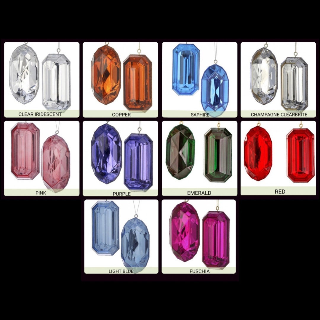 5 Oblong Gem, 5 Inch Rectangle Gem, Gem Ornament, Jeweled Ornament