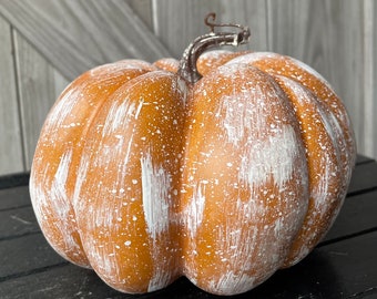 8" Faux Pumpkin, Pumpkin Décor, Faux Pumpkin, Fall Faux Pumpkin, Fake Orange Pumpkin, weathered pumpkin, Autumn Pumpkin, Fall Orange Pumpkin