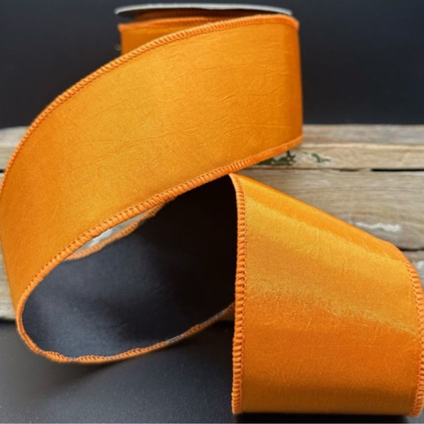 d Stevens, 10 yards, 2.5 Inch Wired Ribbon, Taffeta Ribbon, Orange Ribbon, Black Ribbon, Designer Ribbon, Reversible Ribbon, Luxury Ribbon