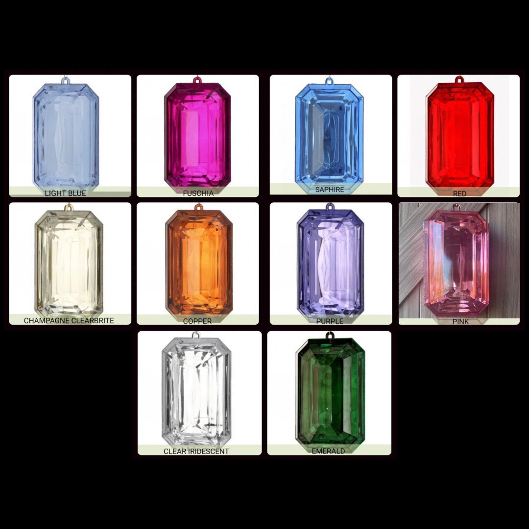 9 Gem Ornament, Acrylic Ornament, Gem Ornament, Pink Gem Ornament, Blue