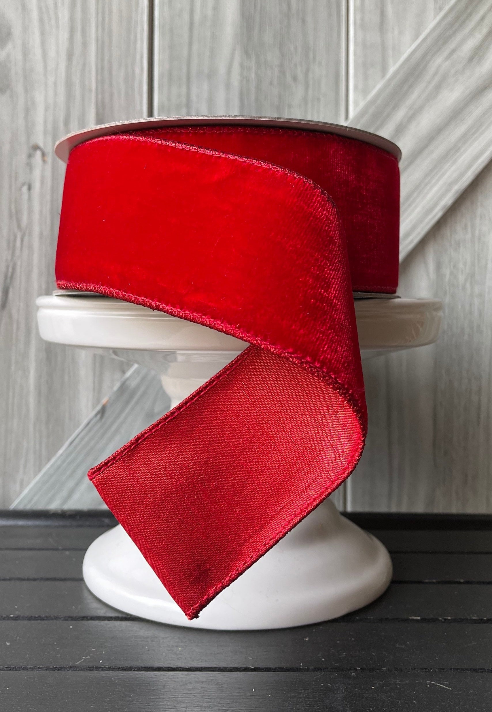 The Ribbon Roll 4 Velvet Wired Ribbon in Hot Red | 4 x 10yd | Michaels