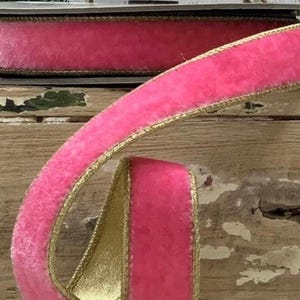 Curveneck Velvet Ribbonトップス　ピンク Light Pink Velvet Ribbon, 5/8