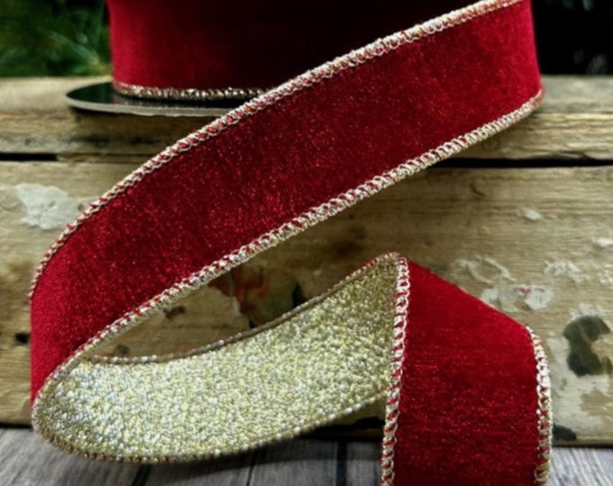 D Stevens, 10 Yards, 1 Inch Wired Ribbon, Red Velvet Ribbon, Velvet ...