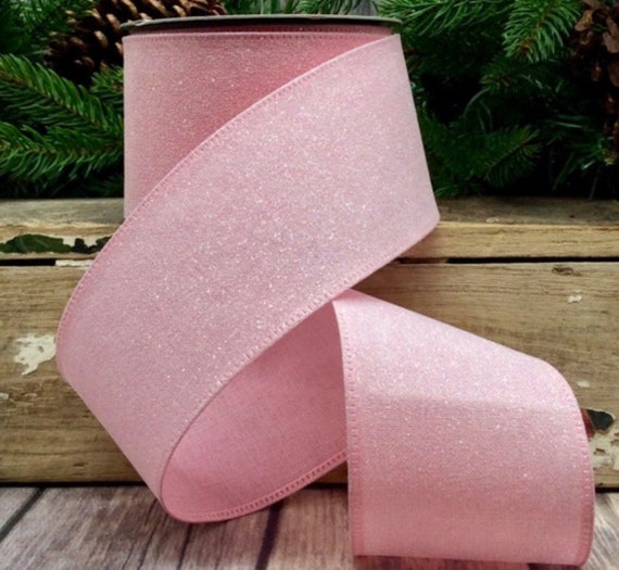 Pink Glitter Candy WIRED Designer Ribbon, 4 Inch by 10 Yards