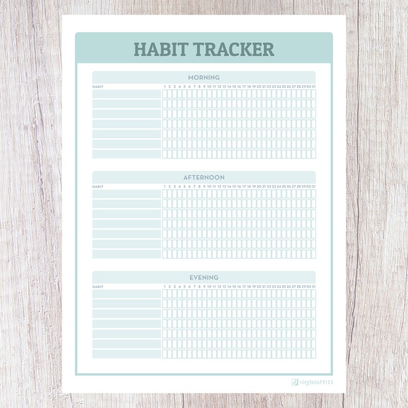 Habit Tracker Habit Tracker Printable, Habit Tracker Journal, Habit