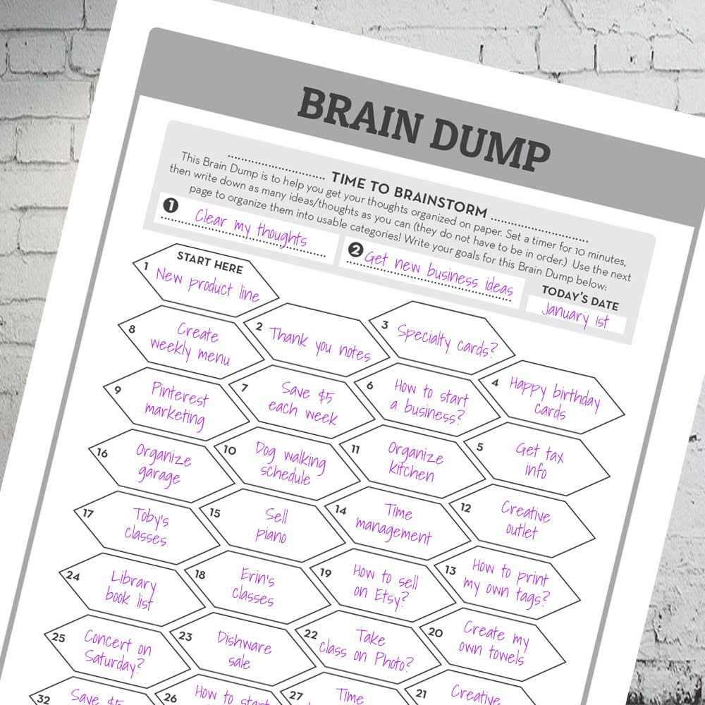 Brain Dump Brain Dump Printable Brain Dump Inserts Journal Etsy