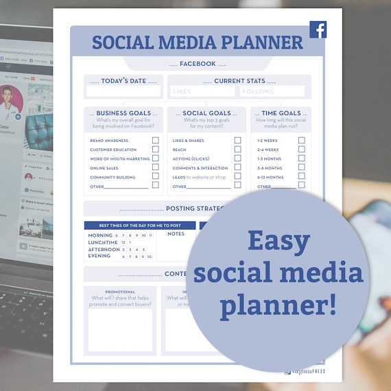 Social Media Planner | Marketing Planner | Monthly Planner, blog planner, business planner, social media, social media tracker, goal tracker