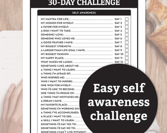 30 Day Challenge | 30 day challenge printable, 30 days to calm, self awareness, self improvement, games for women, digital download, PDF