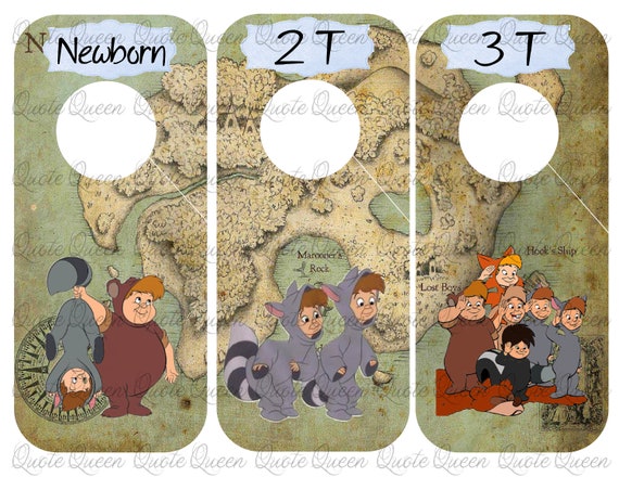 Peter Pan Lost Boys Closet Dividers,6.75 x 3.5 inches, Lost Boys, Boys Nursery, Closet Dividers, Baby Shower Gift, Baby Nursery Organization