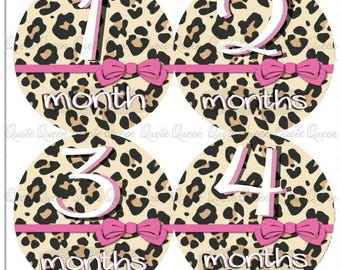 Leopard Print Baby Monthly Stickers, FREE Gift