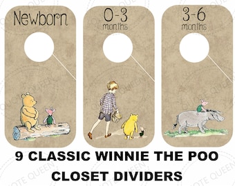 Classic Winnie the Pooh Baby Closet Dividers, Nursery Organizers, Baby Shower Gifting