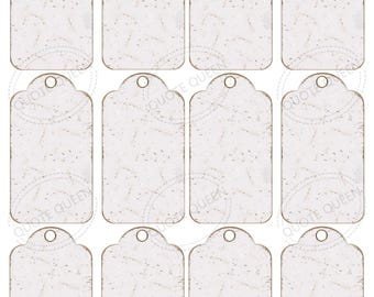 Shabby Chic Printable Tags, Blank White Journal Inserts, PDF And PNG Download