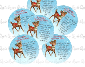 Reindeer Food Christmas Stickers, Personalized Labels (2 inch)