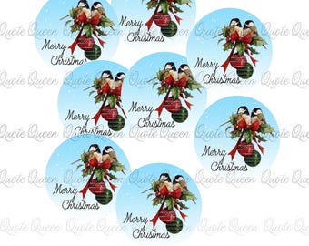 Chickadee Christmas Stickers, Personalized Address Labels