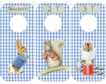 Beatrix Potter Closet Dividers, Nine Laminated Double-Sided Nursery Labels, 6.75 x 3.5 Inches