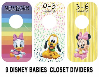 Mickey Mouse, Minnie Mouse, Babies Closet Dividers, 6.75 x 3.5 inches, Baby Shower Gift, Baby Nursery