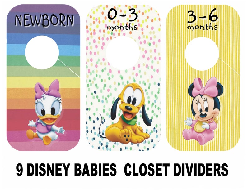 Mickey Mouse, Minnie Mouse, Babies Closet Dividers, 6.75 x 3.5 inches, Baby Shower Gift, Baby Nursery image 1