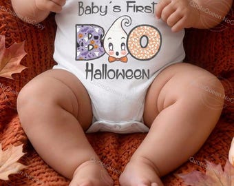 Baby's First Halloween Onesie, Vintage Ghost Boo Design, 100% Cotton