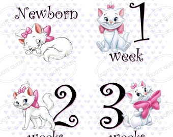 Aristocats Marie Baby Milestone Stickers, Newborn to 3 Weeks Set