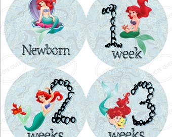 Mermaid Baby Monthly Stickers, Under The Sea, Ariel Inspired, Shower Gift, Milestone Photo Prop Set