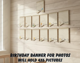 Winnie the Pooh 1st Birthday Photo Banner, 6x4 (DIY Printable PDF)