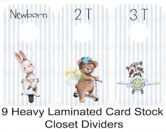 Baby Boy Closet Dividers, Laminated Card Stock, Nursery Organization, Rabbit Theme