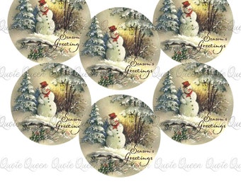 VINTAGE SNOWMAN Let It Snow  Christmas Stickers/Labels, Personalized Label, Personalized Sticker, Address Label. Return Address Label.