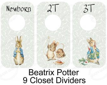 Beatrix Potter Dividers, 3.5x6.75 inches, Peter Rabbit, Closet Organization