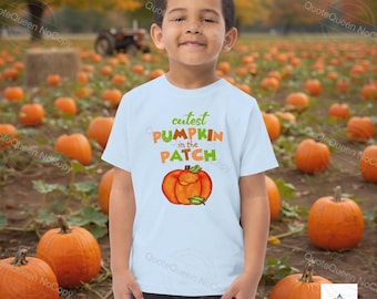 Unisex Cutest Pumpkin in the Patch Toddler Cotton Tee Shirt, Classic Fall Theme, Matching Sets