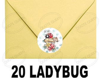 Ladybug Stickers, Round Stickers, Glossy Stickers, 2 inch Stickers, Large Ladybug Stickers, Lucky Ladybug Stickers. Bugs, Cute Bug