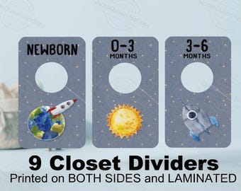 Space Baby Closet Dividers, Planets, Rockets, 9 Piece Set