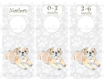 Bulldog Puppy Closet Dividers, Baby Nursery Organizer, 9-Piece Set