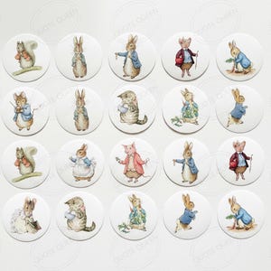 Beatrix Potter Peter Rabbit Stickers, 2 inch Glossy Round Assorted (20)