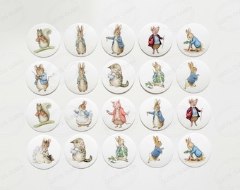 Beatrix Potter Peter Rabbit Stickers, 2 inch Glossy Round Assorted (20)