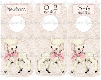 Blush Lace Vintage Lamb Closet Divider, Vintage Baby Girl Nursery, Baby Lamb Nursery, Blush Nursery