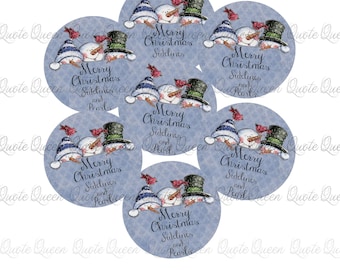 Personalized Christmas Snowman Stickers, Round Glossy Labels (2 inch)
