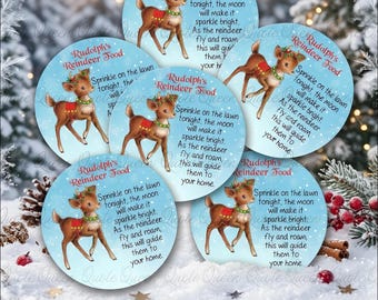 Reindeer Food Christmas Stickers, Personalized Labels (2 inch)