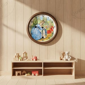 Beatrix Potter Nursery Wall Clock – Personalized Peter Rabbit Inspired Décor | 9.5"