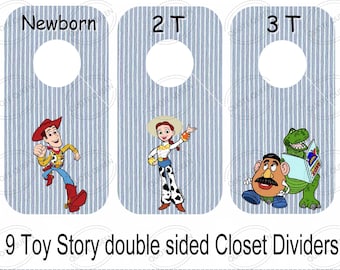 Toy Story Inspired Theme Closet Dividers, Laminated Double-Sided Baby Clothes, 6.75 x 3.5 Inches