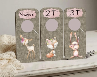 Woodlands Baby Closet Dividers, Deer Fox Rabbit Nursery Organization