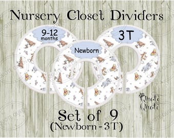 Winnie The Pooh Closet Dividers, 9-Piece Plastic Set, 3.5-Inch Diameter for Baby Sizes