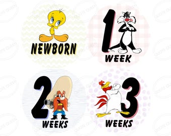 Looney Tunes Baby Monthly Stickers, Milestone Photo Props