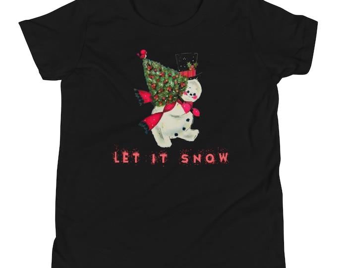 Featured listing image: Let It Snow Youth T-Shirt – Vintage Snowman Christmas Tee (Unisex Fit)
