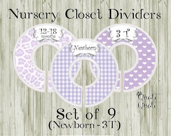 Lavender Nursery Closet Dividers, Newborn-3T, Set of 9