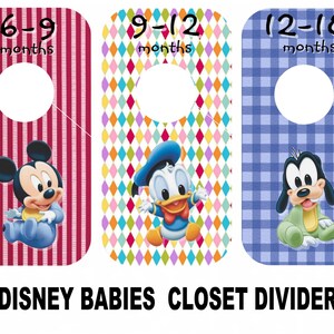 Mickey Mouse, Minnie Mouse, Babies Closet Dividers, 6.75 x 3.5 inches, Baby Shower Gift, Baby Nursery image 2